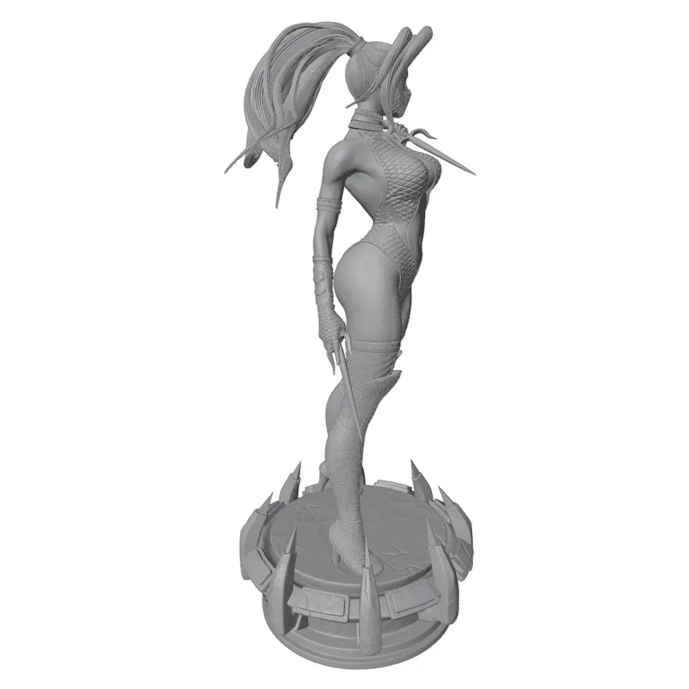 75mm Long-Haired Female Warrior with Dual Blades, Resin Model Figure Kit, Unassembled and Unpainted