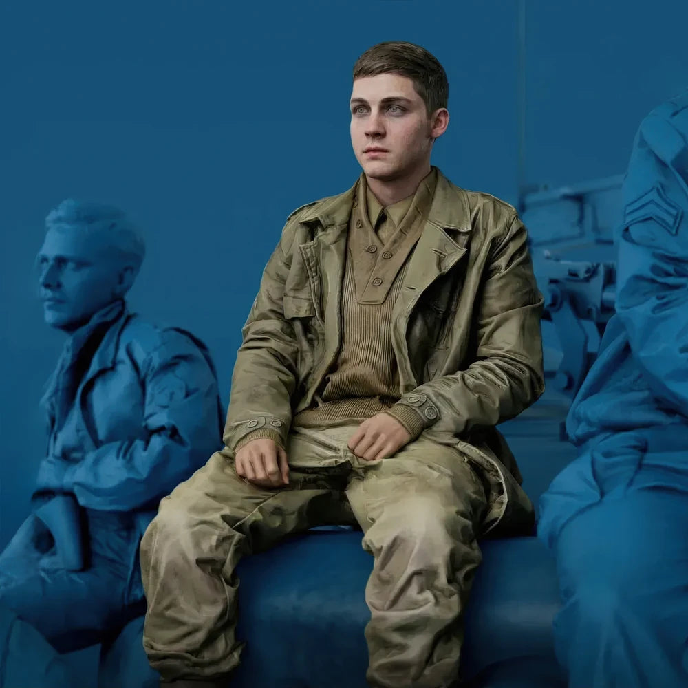 1/35 WWII British Infantryman Seated, Resin Model Figure Kit, Unassembled and Unpainted