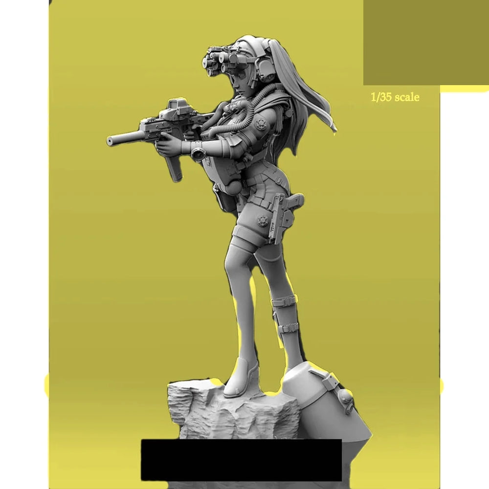 1/35 Female Tactical Fantasy Warrior, Resin Model Figure Kit, Fantasy Theme, Unassembled and Unpainted