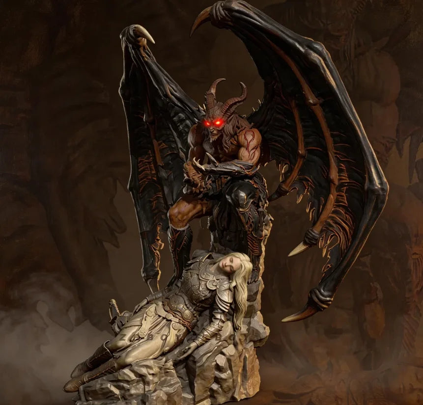 115mm Winged Demon, 3 Figures, Resin Model Figure Kit, Fantasy Theme, Unassembled and Unpainted