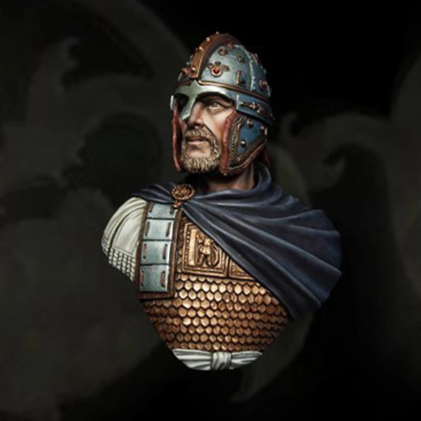 1/10 Medieval Crusader Knight in Mail with Crested Helm, Resin Model Bust Kit, Unassembled and Unpainted