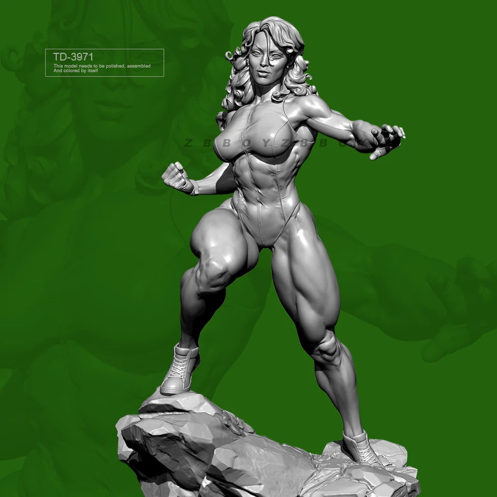 75mm Muscular Blonde Warrior in Power Stance, Resin Model Figure Kit, Fantasy Theme, Unassembled and Unpainted