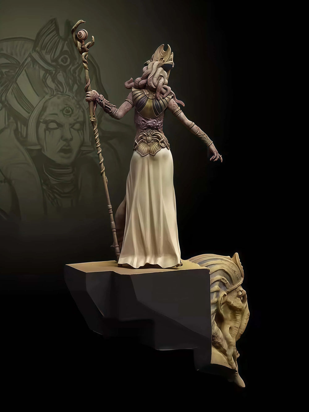 1/24 Sorceress with Sphinx, Resin Model Figure Kit, Fantasy Theme, Unassembled and Unpainted