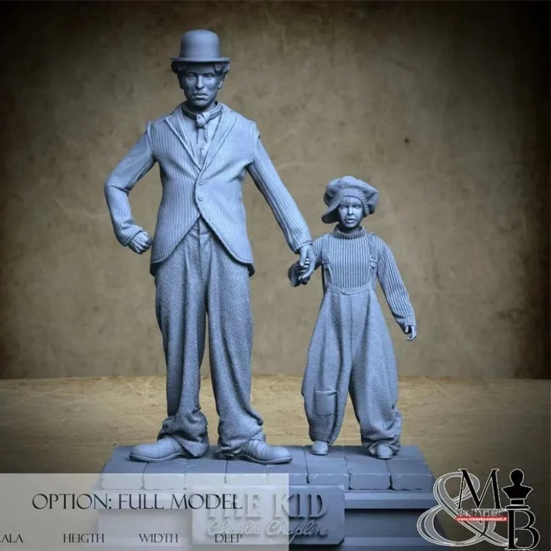 1/24 Charlie Chaplin the Kid, 2 Figures, Resin Model Figure Kit, Historical Theme, Unassembled and Unpainted