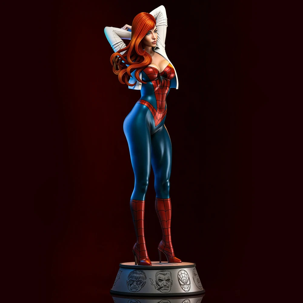 1/24 Spider-Themed Female Pinup, Resin Model Figure Kit, Unassembled and Unpainted