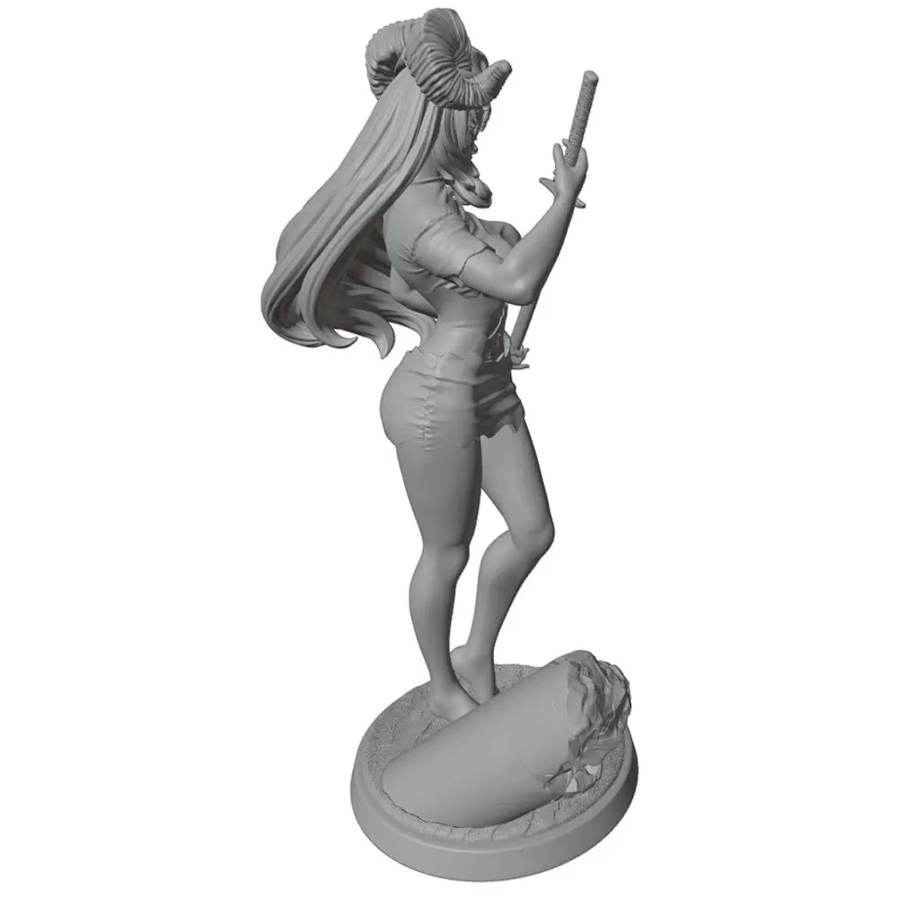 1/24 Horned Female Warrior Pin-up, Resin Model Figure Kit, Unassembled and Unpainted