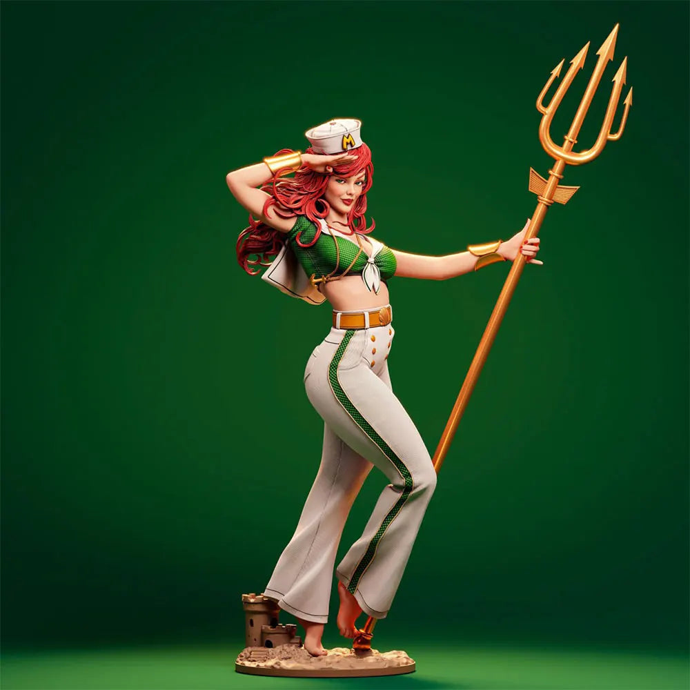 1/24 Sea Goddess with Trident, Resin Model Figure Kit, Fantasy Theme, Unassembled and Unpainted