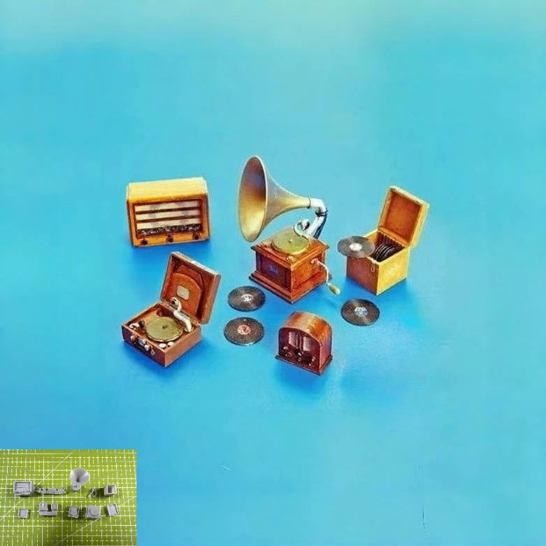 1/35 Vintage Phonograph & Accessories, Resin Model Accessory Kit, Historical Theme, Unpainted