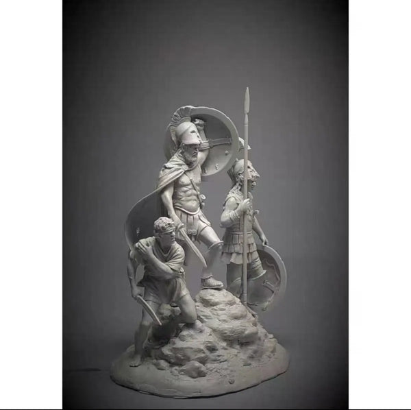 54mm Medieval Sorceress with Crescent Crown and Blade, Resin Model Figure Kit, Unassembled and Unpainted