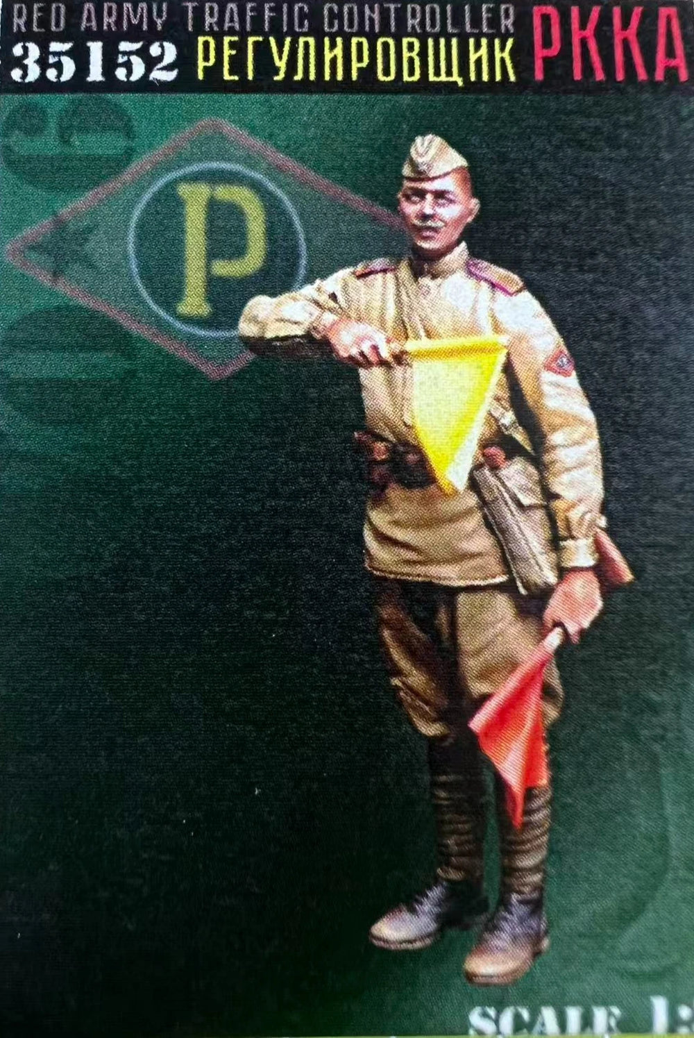 1/35 Cold War Soviet Traffic Controller with Signal Flag, Resin Model Figure Kit, Unassembled and Unpainted
