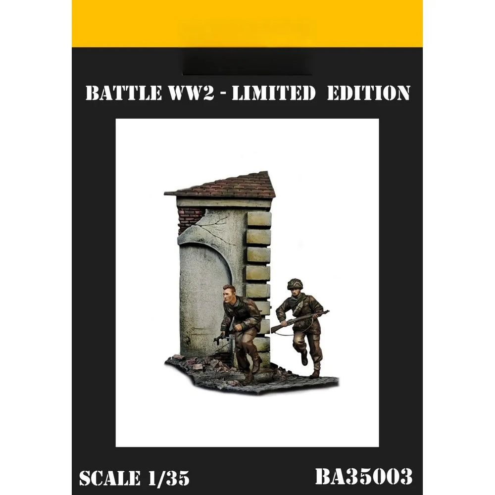 1/35 WWII British Paratroopers Combat Scene, 3 Figures, Resin Model Diorama Kit, Unassembled and Unpainted