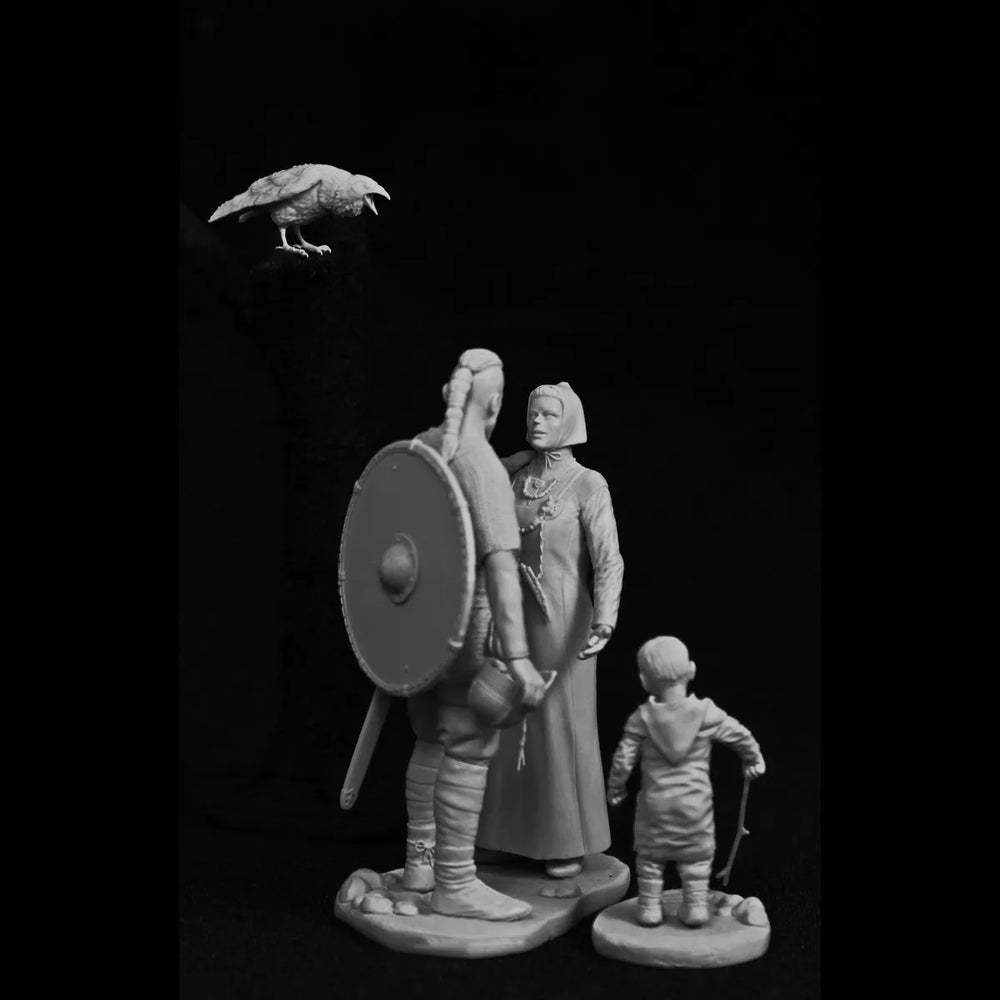 75mm Nordic Fantasy Warriors, 3 Figures, Resin Model Figure Kit, Fantasy Theme, Unassembled and Unpainted