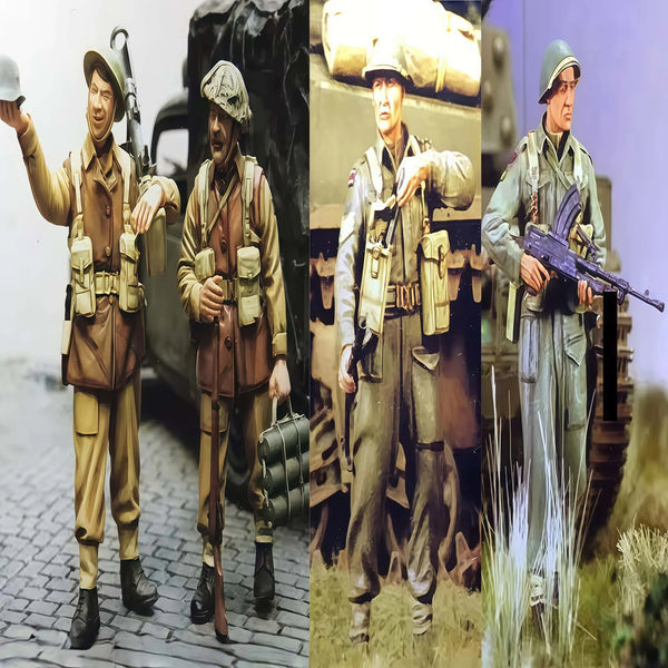 1/35 WWII German Infantry Squad with Officers, 4 Figures, Resin Model Figure Kit, Unassembled and Unpainted