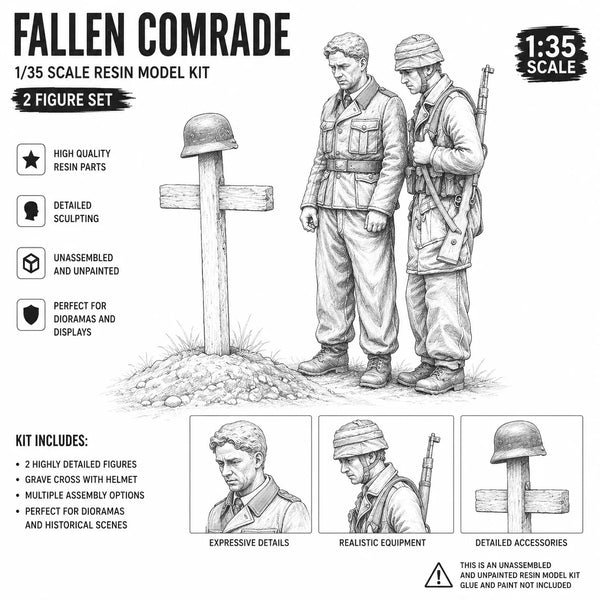 1/35 WWI Soldiers Memorial Monument, 2 Figures, Resin Model Figure Kit, Unassembled and Unpainted