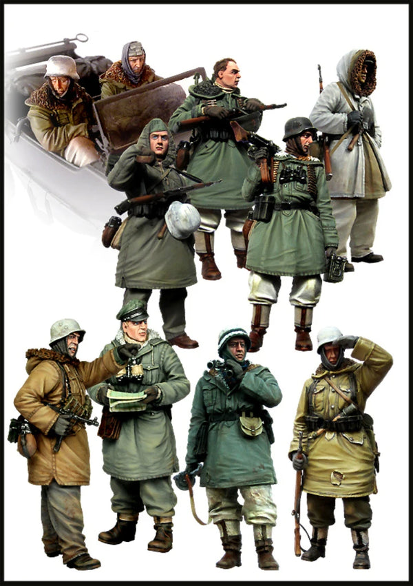 1/35 WWI German Infantry Squad Advancing, 10 Figures, Resin Model Figure Kit, Unassembled and Unpainted