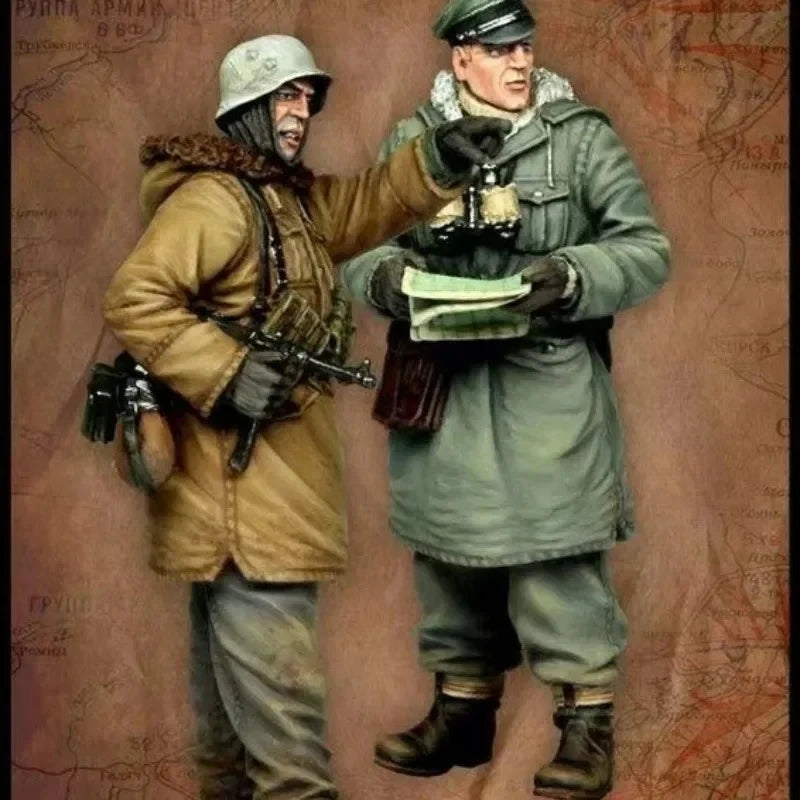 1/35 WWII Military Officers and Soldiers, 8 Figures, Resin Model Figure Kit, Unassembled and Unpainted