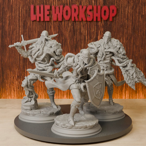 38mm Dark Fantasy Corrupted Warriors, 3 Figures, Resin Model Figure Kit, Fantasy Theme, Unassembled and Unpainted
