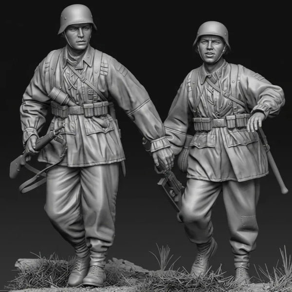 1/35 WWII Soviet Infantry Soldiers, 2 Figures, Resin Model Figure Kit, Unassembled and Unpainted