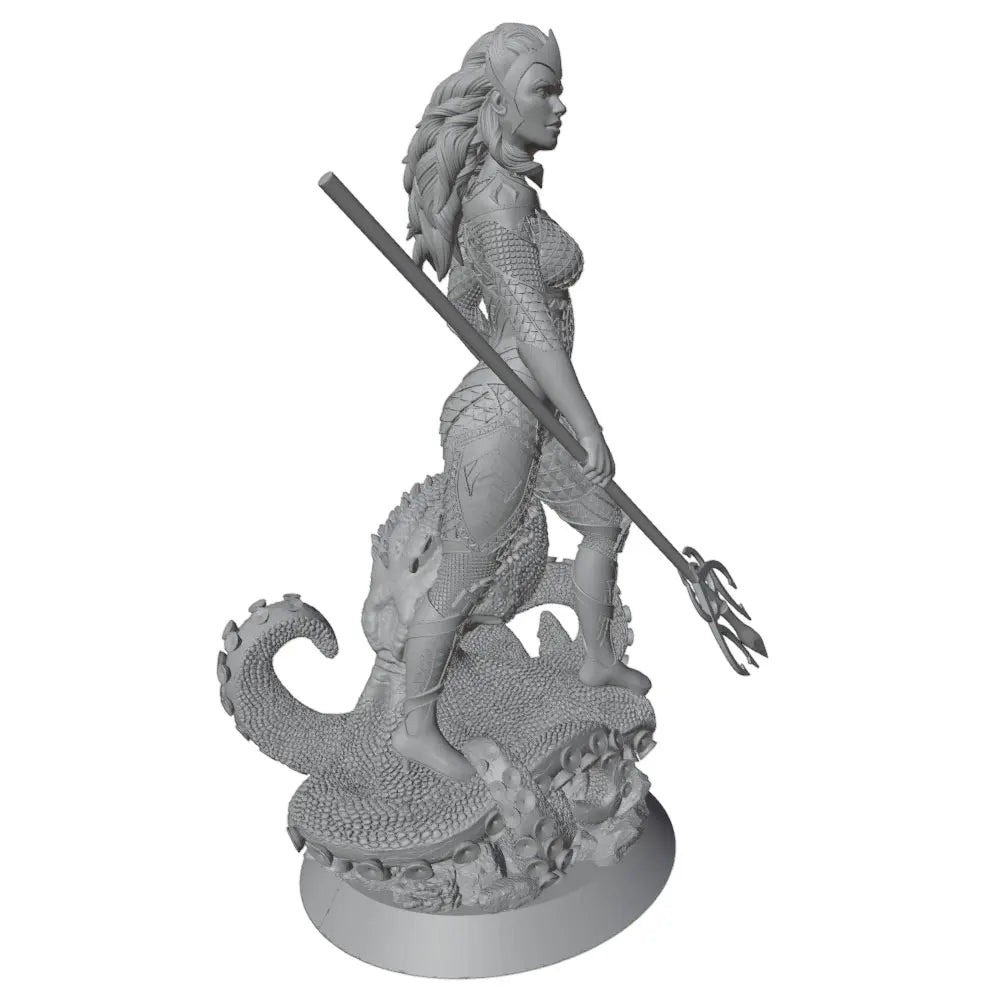 1/24 Female Warrior Atop Giant Octopus, Resin Model Figure Kit, Fantasy Theme, Unassembled and Unpainted