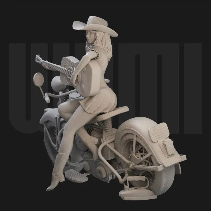 1/18 Motorcycle Pin-up Girl, 3 Figures, Resin Model Figure Kit, Unassembled and Unpainted