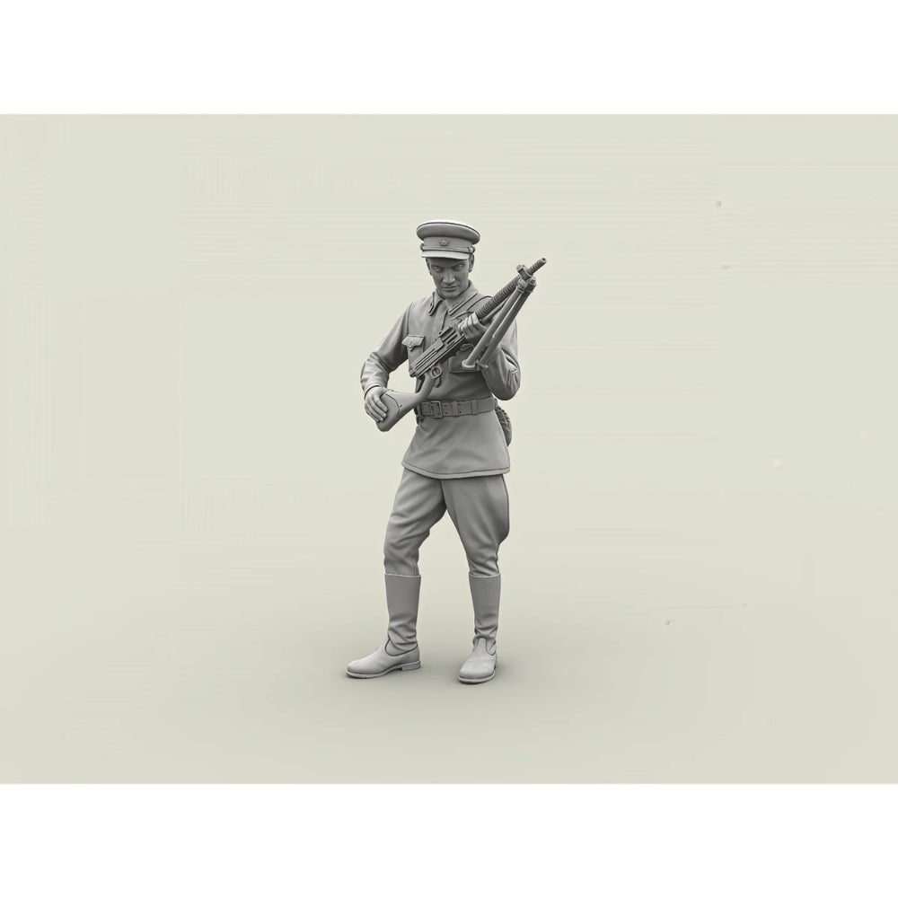 1/35 WWII Red Army Lieutenant with Light Machine Gun, Resin Model Figure Kit, Unassembled and Unpainted