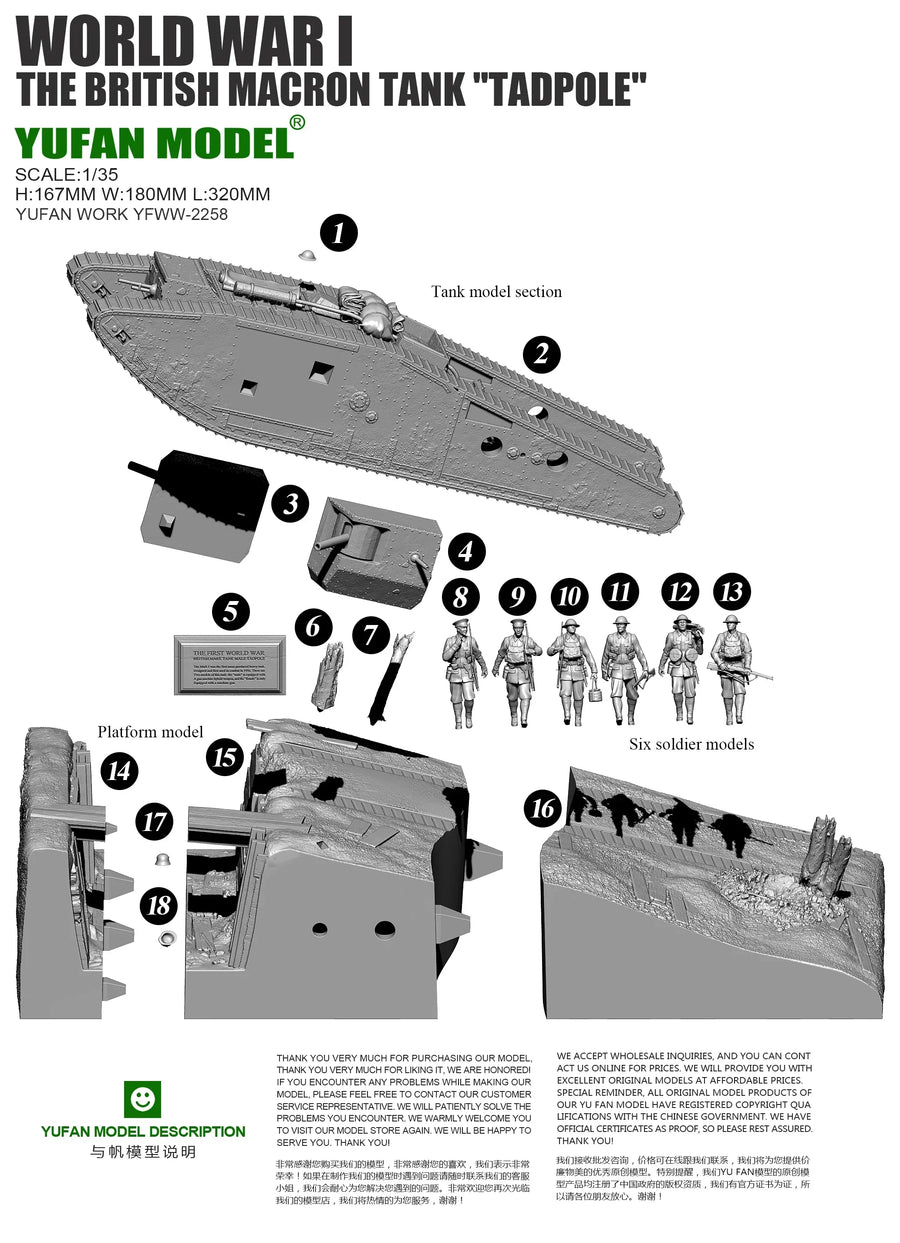1/35 Resin Soldier Figure Wwi Tank Positions ( Soldier 6+ Scene Platform) Self-Assembled YFWW-2258+3D