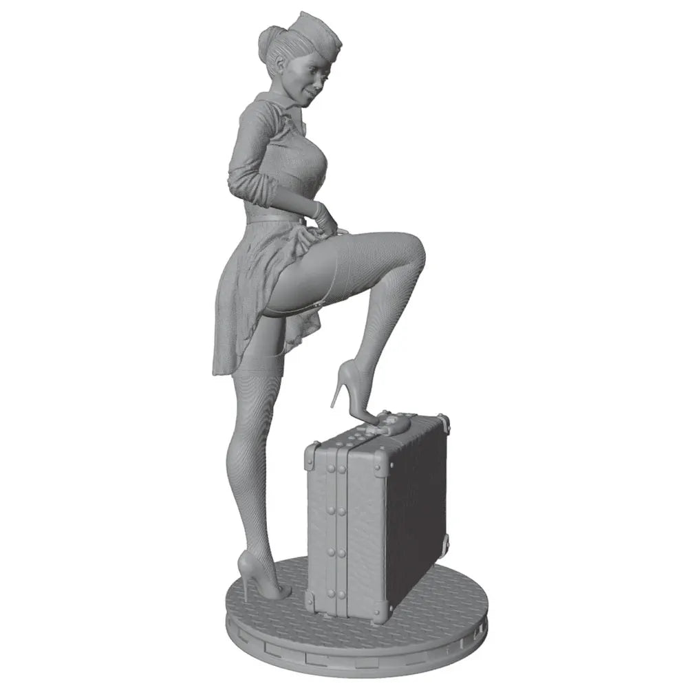 1/24 Retro Stewardess, Resin Model Figure Kit, Unassembled and Unpainted