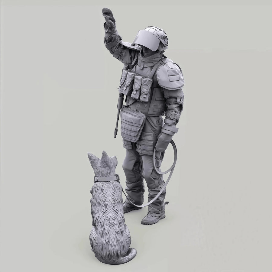 Modern US Military K9 Handler Set with Working Dogs 1/35 Resin Figure Kit - resin model view 2