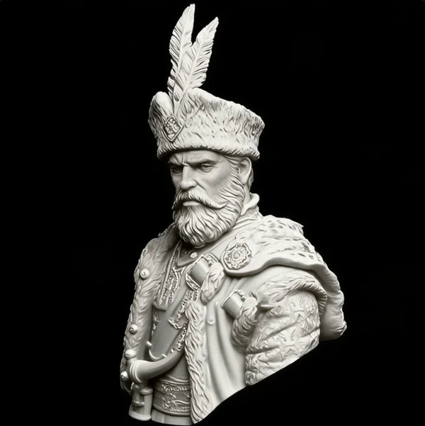 1/10 Ruler with Feathered Headdress, Resin Model Bust Kit, Fantasy Theme, Unassembled and Unpainted