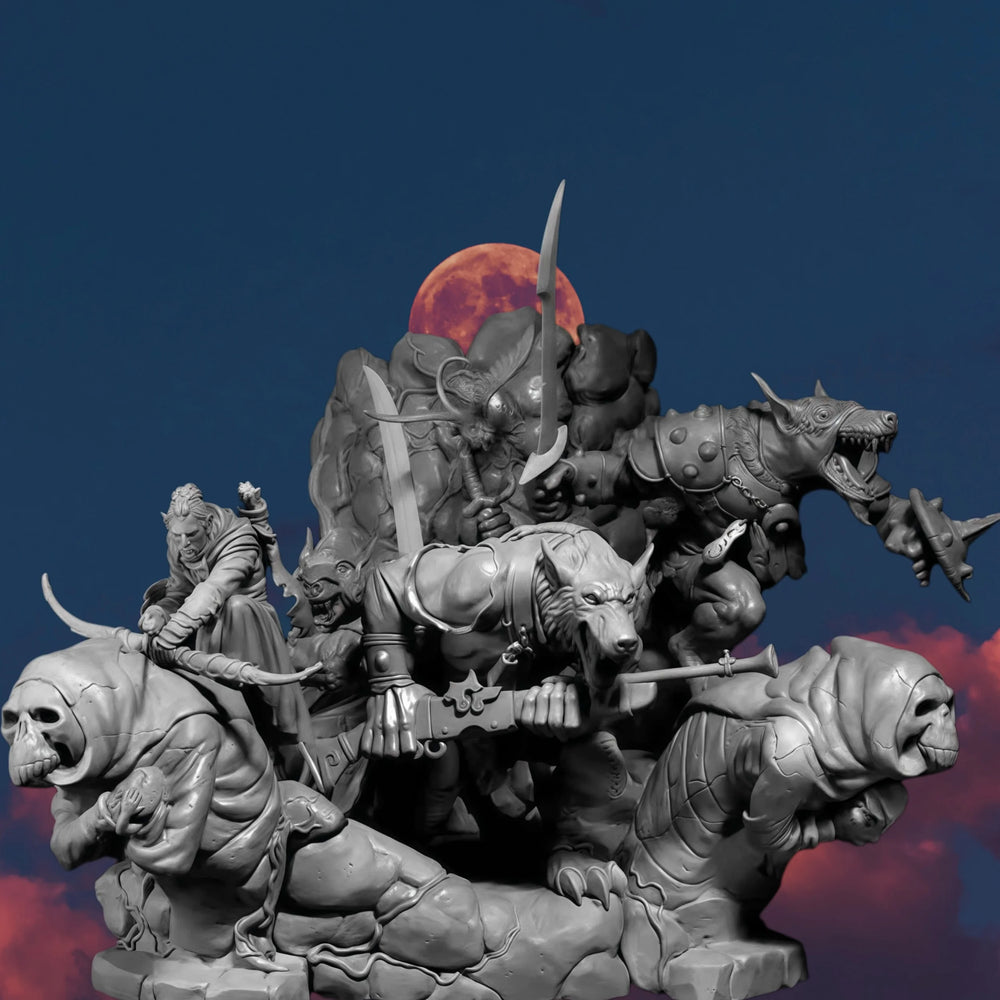 1/24 Orc Battle, 5 Figures, Resin Model Diorama Kit, Fantasy Theme, Unassembled and Unpainted