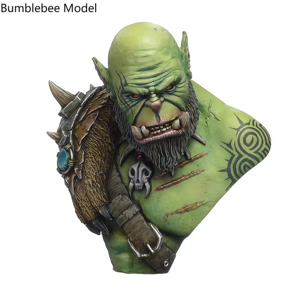 1/10 Orc Warrior with Tribal Tattoos and Spikes, Resin Model Bust Kit, Fantasy Theme, Unassembled and Unpainted