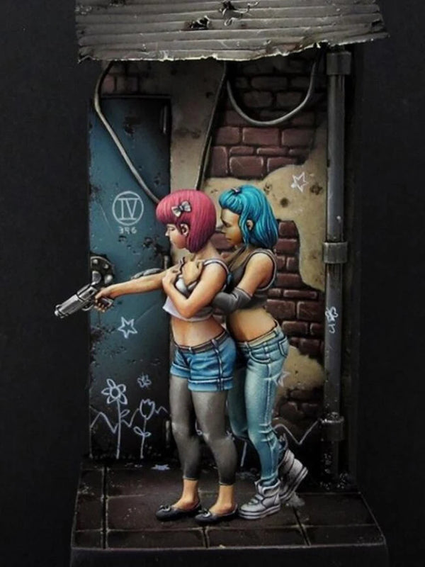1/32 Female Warrior Officer, 3 Figures, Resin Model Figure Kit, Fantasy Theme, Unassembled and Unpainted