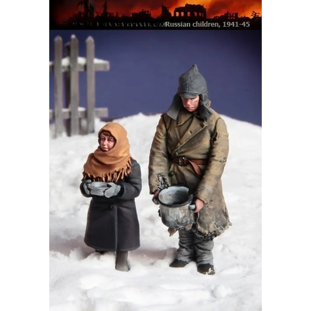 1/35 WWII German Soldiers & Children, 6 Figures, Resin Model Figure Kit, Unassembled and Unpainted