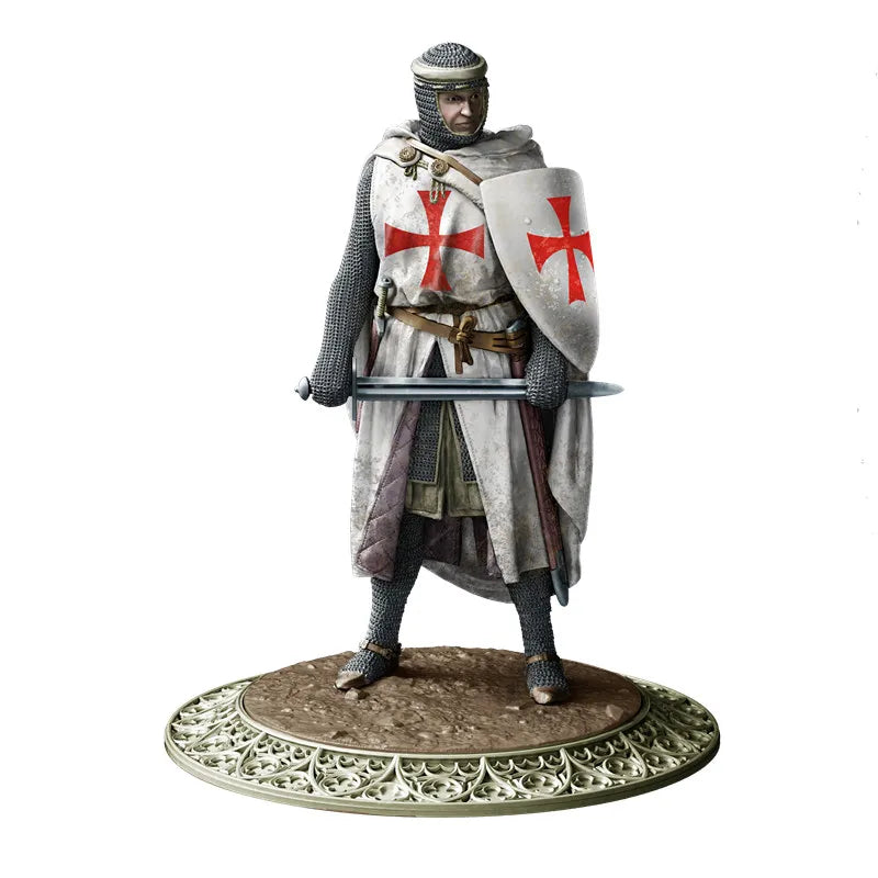 1/24 Medieval Crusader Knight in Red Cross Tabard, Resin Model Figure Kit, Unassembled and Unpainted