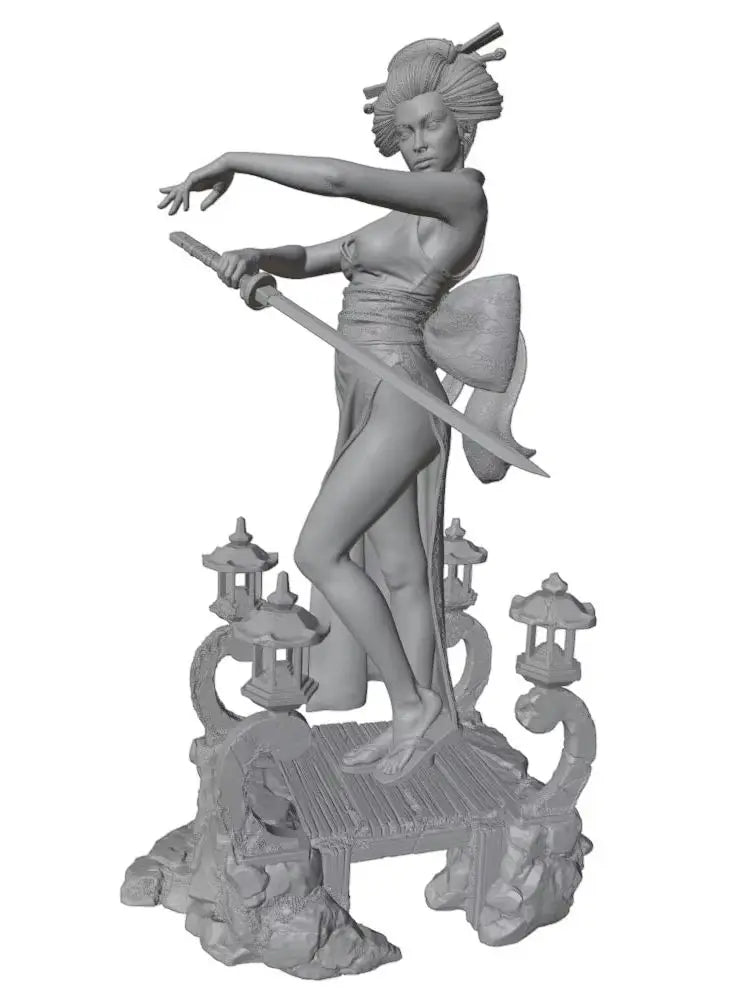 1/24 Glamorous Female with Street Lamp, Resin Model Figure Kit, Anime Theme, Unassembled and Unpainted