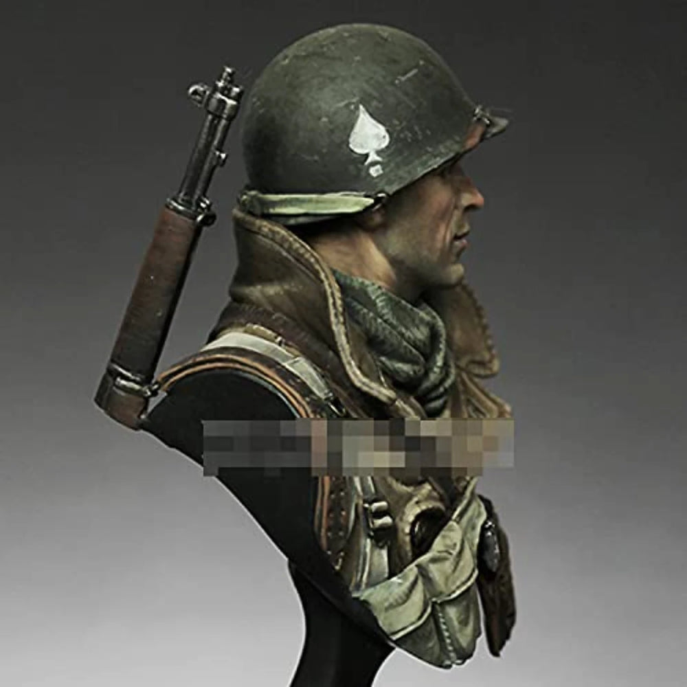 1/10 WWII US 101st Airborne Infantryman with Rifle, Resin Model Bust Kit, Unassembled and Unpainted