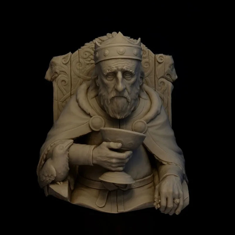 1/12 Bearded King, Resin Model Bust Kit, Fantasy Theme, Unassembled and Unpainted