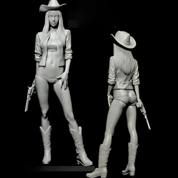 1/12 American Civil War American Frontier Cowgirl, 2 Figures, Resin Model Figure Kit, Unassembled and Unpainted
