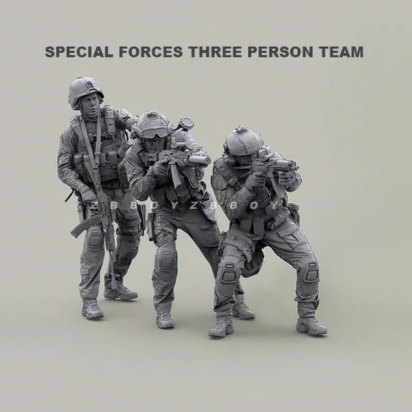 1/35 Modern Special Forces: Three-Person Combat Team, 3 Figures, Resin Model Figure Kit, Unassembled and Unpainted