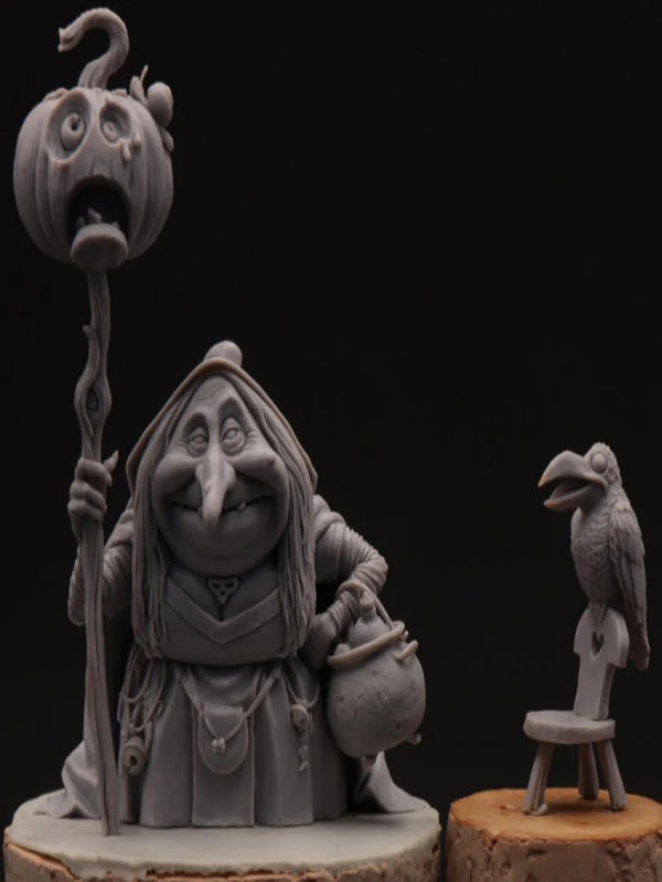 Dark Fantasy Wizard, 2 Figures, Resin Model Figure Kit, Fantasy Theme, Unassembled and Unpainted