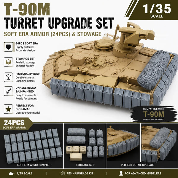 1/35 Modern Russian T-90M Turret ERA Upgrade, Resin Model Vehicle Kit, Unassembled and Unpainted