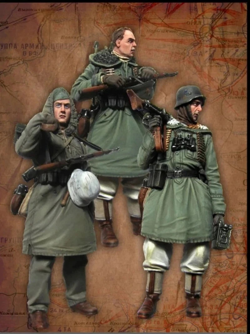 1/35 WWII German Machine Gun Crew, 3 Figures, Resin Model Figure Kit, Unassembled and Unpainted