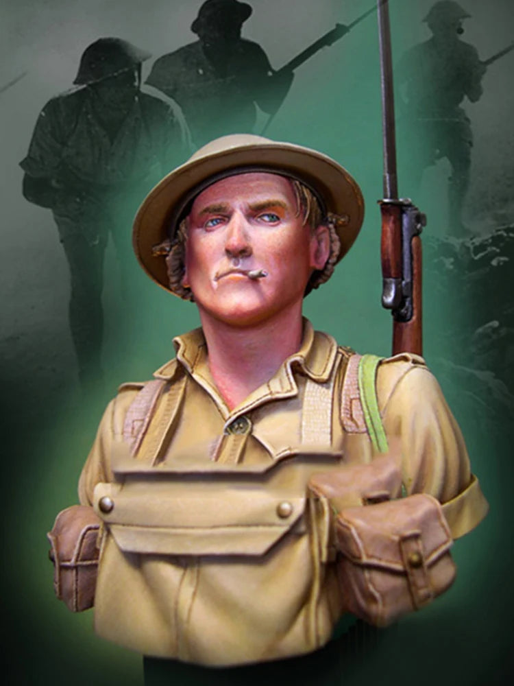 1/10 WWII British El Alamein Soldier, Resin Model Bust Kit, Unassembled and Unpainted