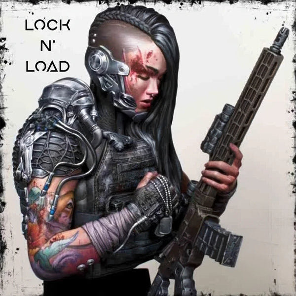 1/9 Lock N Load Cybernetic Warrior, Resin Model Bust Kit, Sci-Fi Theme, Unassembled and Unpainted