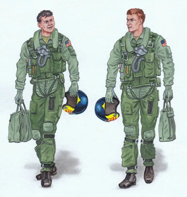 1/32 Cold War Military Pilot, 2 Figures, Resin Model Figure Kit, Unassembled and Unpainted