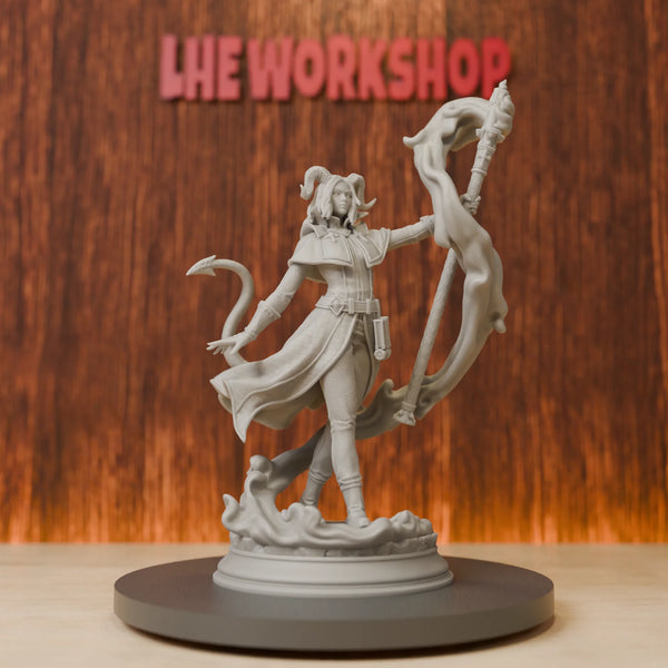 28mm Female Tiefling Sorcerer, Resin Model Figure Kit, Fantasy Theme, Unassembled and Unpainted