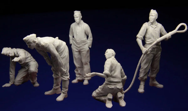 1/35 WWII German Infantry Machine Gun Crew, 5 Figures, Resin Model Figure Kit, Unassembled and Unpainted