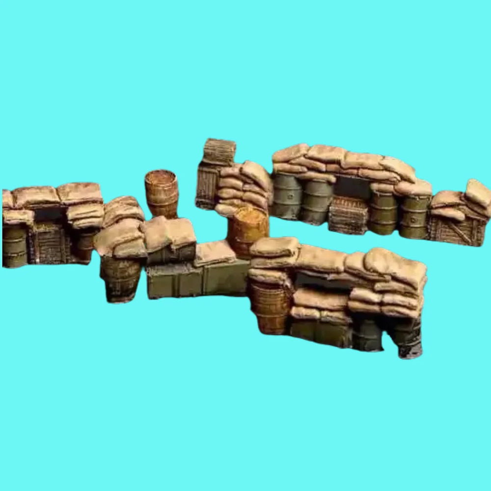 1/72 WWII Trench Fortifications & Bunkers, Resin Model Terrain Kit, Unpainted