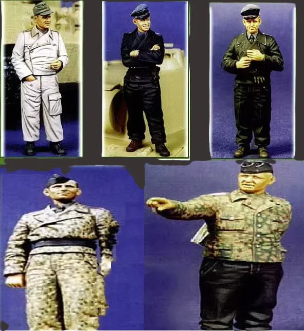 1/35 WWII Soldiers in Varied Uniforms, 5 Figures, Resin Model Figure Kit, Unassembled and Unpainted