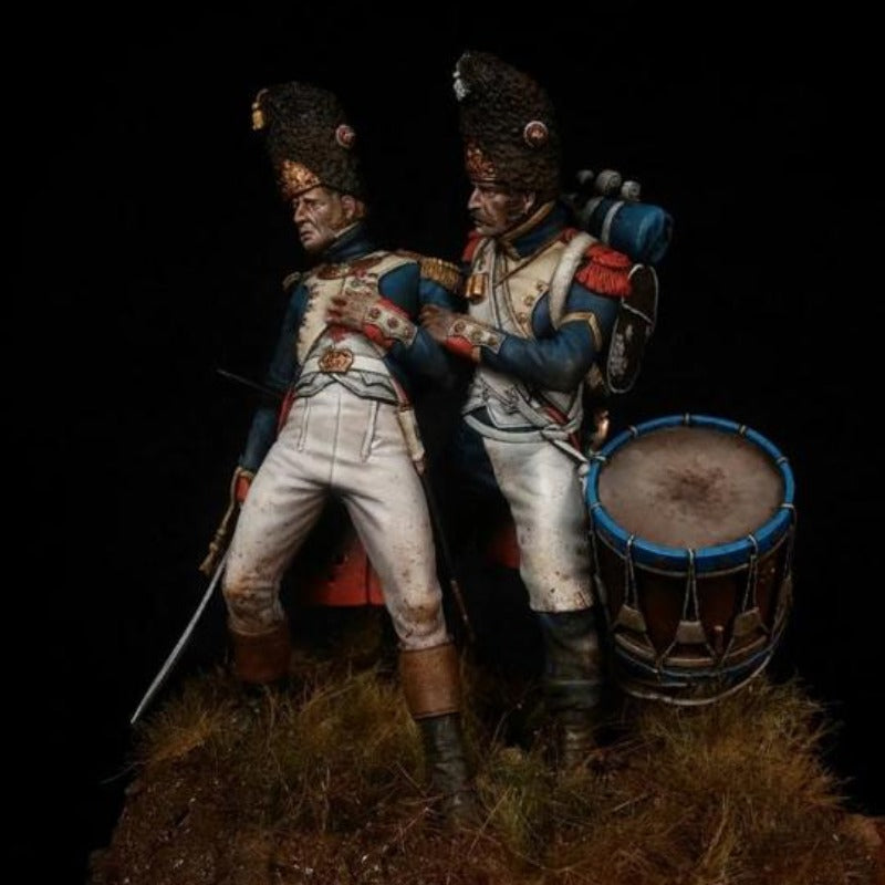 75mm Napoleonic Imperial Guard Grenadiers, 2 Figures, Resin Model Figure Kit, Unassembled and Unpainted